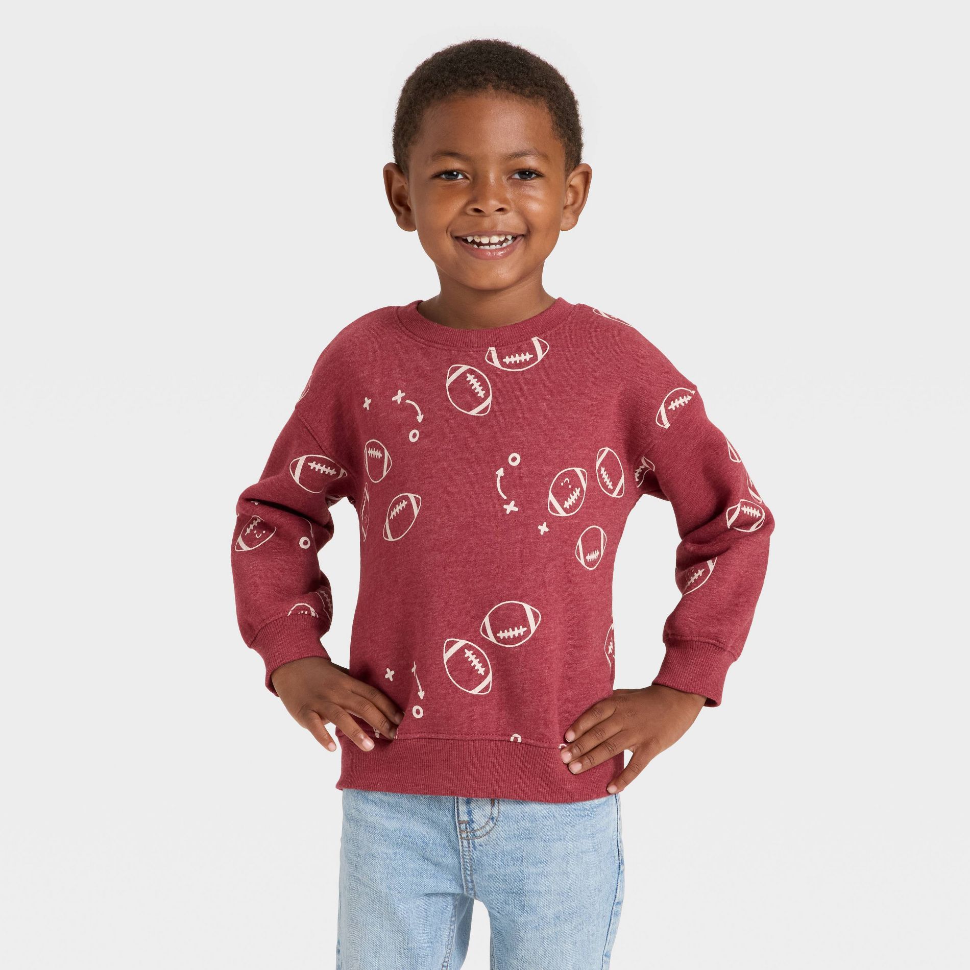 Toddler Boys' Fleece Crew Sweatshirt - Cat & Jack™ Maroon 2T