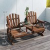 2-Seat Wooden Garden Bench with Table, Umbrella Hole, High Backrest, Armrests for Backyard, Patio, Garden - 3 of 4