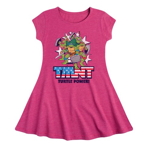 Girls' - Teenage Mutant Ninja Turtles - Turtle Power Americana Fit & Flair Cap Sleeve Dress - image 1 of 2