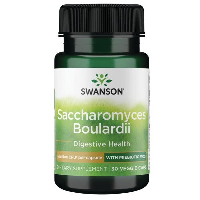 Swanson Saccharomyces Boulardii with Prebiotic Mos 5 Billion Cfu 30 Veg Caps.