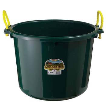 Little Giant 70 Quart Outdoor Polyethylene Muck Tub Multi Purpose Utility Bucket with Handles, for Gardening and Farming, Green