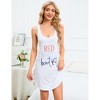 Women Sleeveless Nightgowns Comfy Sleepshirt Cute Printed Sleepwear Sexy Crossover Lace Back Sleep Dress - 3 of 4
