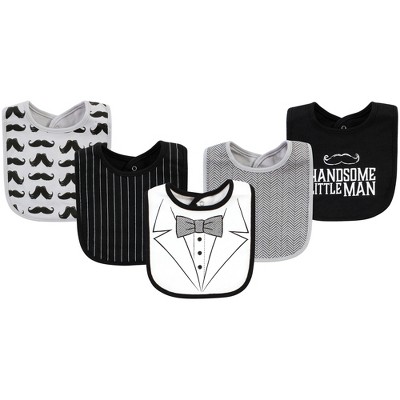 Image of Hudson Baby Infant Boy Cotton Bibs, Tweed Bow Tie, One Size