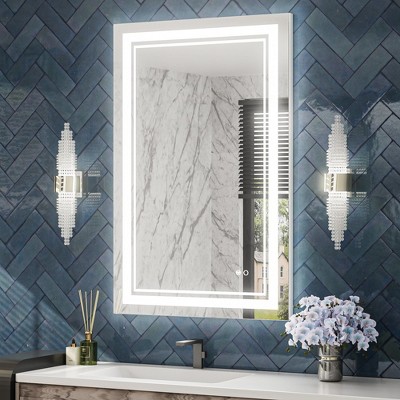 Keonjinn LED Front Light Bathroom Vanity Wall Mirror, Anti-Fog, Dimmable