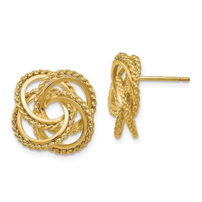 Black Bow Jewelry 18mm Polished and Twisted Love Knot Earrings in 14k Yellow Gold