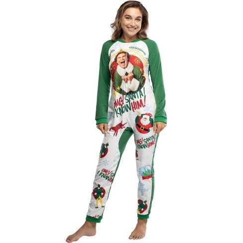 Elf The Movie Womens' Omg Santa! I Know Him! One Piece Sleeper Pajama 