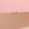 Girls' Dangle Cross Huggie Hoop Sterling Silver Earrings - In Season Jewelry - 4 of 4