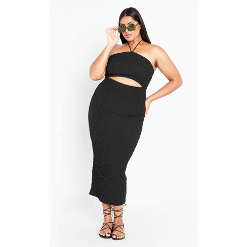 Women's Plus Size Textured Twist Maxi Dress - black | CITY CHIC - image 1 of 4