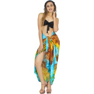 LA LEELA Women's Sarong Bikini Skirt Swimwear Cover up Bathing suit Swimsuit Summer Wraps Beach Wrap for Women One Size Multicolored, Tie Dye Design - 1 of 4