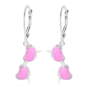 Chanteur Hypoallergenic Kids Jewelry Accessories Sunglasses Pink CZ White Gold Palladium Plating Earrings leverback is made from 925 Sterling silver - 1 of 1