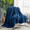 Cozy Bliss Faux Fur Plush Decorative Blanket, Cozy Warm Striped Throw Blanket - 2 of 4