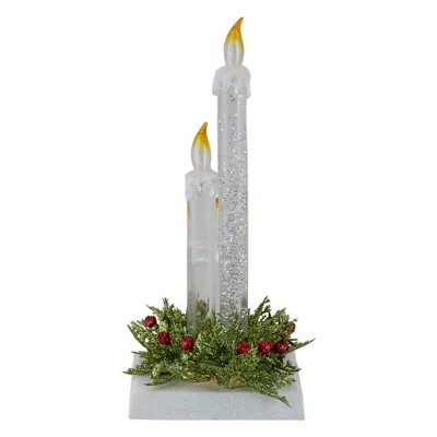 9" LED Lighted Candle Christmas Stocking Holder with Pine Sprigs