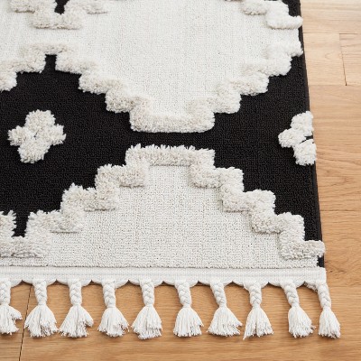 Ivory and Anthracite Square Hand-Knotted Wool Rug