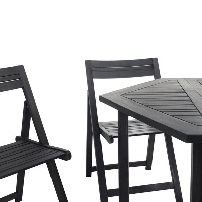 Kerman Black Acacia Wood Hexagonal Outdoor Dining Set