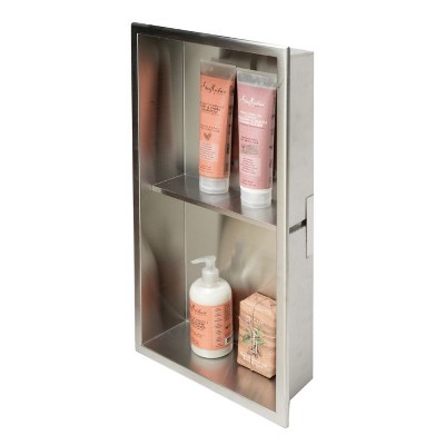 ALFI 12 x 24 Polished Stainless Steel Vertical Double Shelf Bath Shower Niche