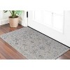 Ivory Taupe and Blue Floral Power Loom Worn Faded Area Rug With Fringe - 2 of 4