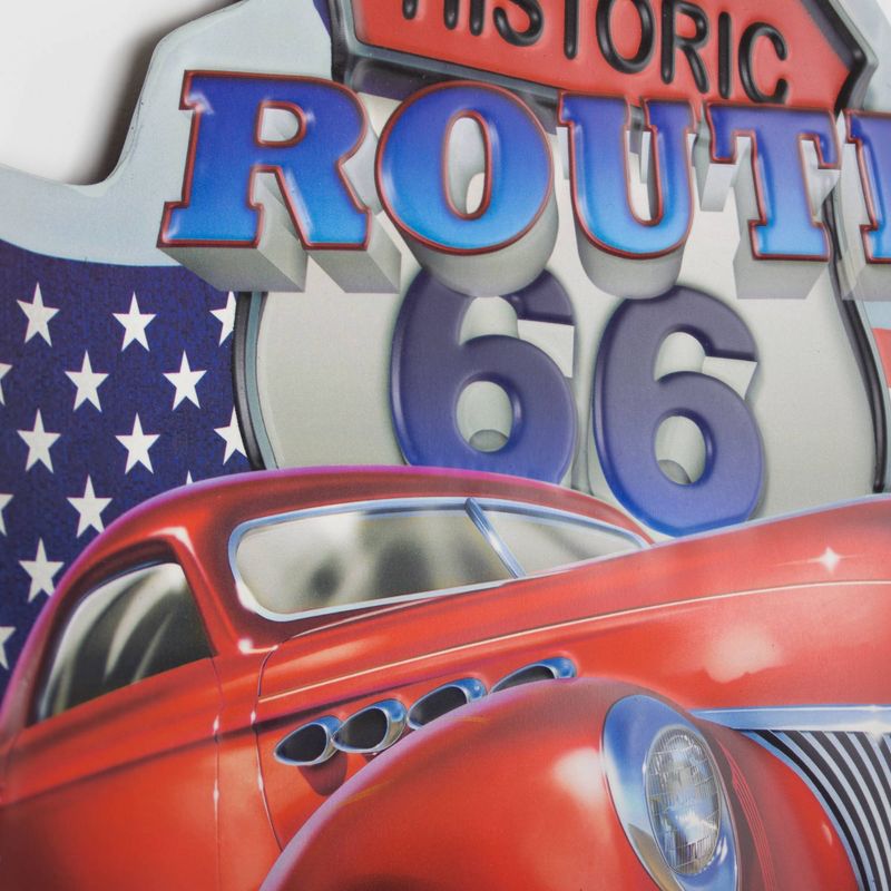 16&#34; x 16&#34; Historic Route 66 America&#39;s Highway Embossed Metal Sign Dark Blue/Red - American Art Decor, 5 of 7