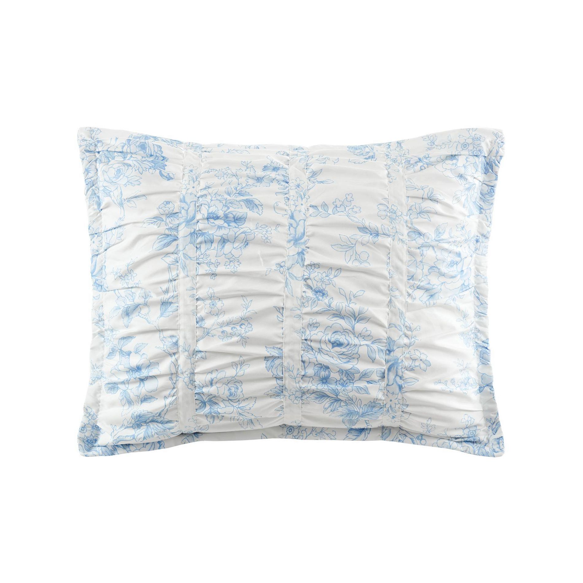 Armoire Collection Standard Toile Floral Pillow Sham Blue