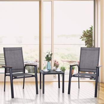 3pc Patio Dining Set with Small Square Side Table & Lightweight Sling Chairs - Captiva Designs