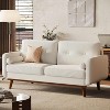 65" Mid Century Modern Loveseat Sofa for Small Spaces, 2 Seater Upholstered Couch with Button Tufted Design & Wood Legs - 3 of 4