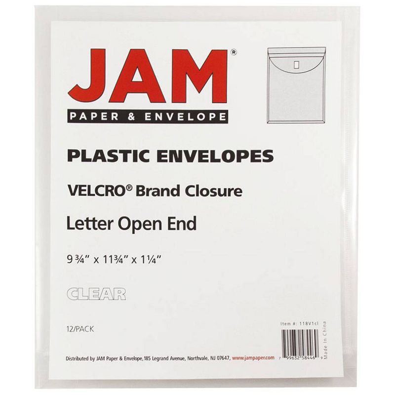JAM Paper 9 3/4'' x 11 3/4'' 12pk Plastic Envelopes with Hook & Loop Closure, 1" Expansion, Letter Open End, 4 of 6