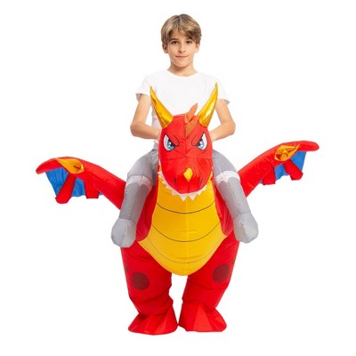 Kids' Fire Dragon Ride-On Inflatable Halloween Costume M