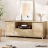 GustoWave Rattan TV Stand for up to 70" TVs, Boho Entertainment Center with Adjustable Shelf & Storage Drawer, Oak - 3 of 4