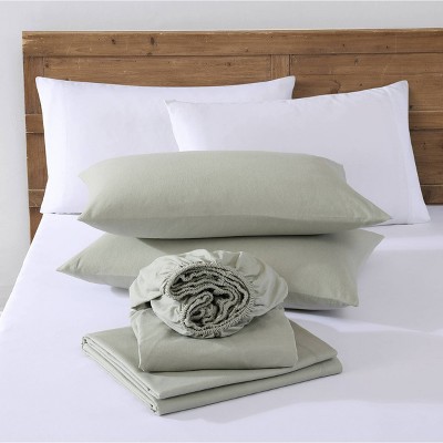 Green Cotton Flannel Full Sheet Set with Deep Pockets