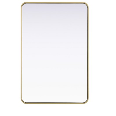 Elegant Lighting Contour Metal Rectangle Mirror 28x42 in Brass