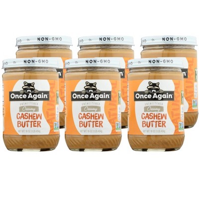 Once Again Natural Unsweetened Creamy Cashew Butter - Case of 6/16 oz