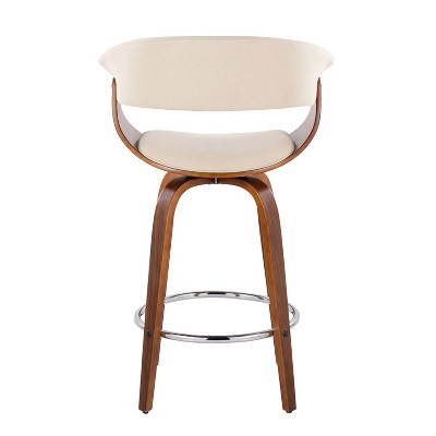 Beige Swivel Wood and Metal Counter Stool Set