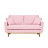 2-Seater Corduroy Mid-Century Sofa with Flared Arms, Solid Wood Frame and 2 Throw Pillows for Apartment or Small Living Room - 3 of 4