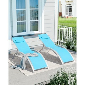 Outdoor Sun Lounger with 4 Adjustable Positions, Textilene Mesh, Heavy-Duty Steel Frame, Waterproof, Supports 353 lbs - 1 of 4