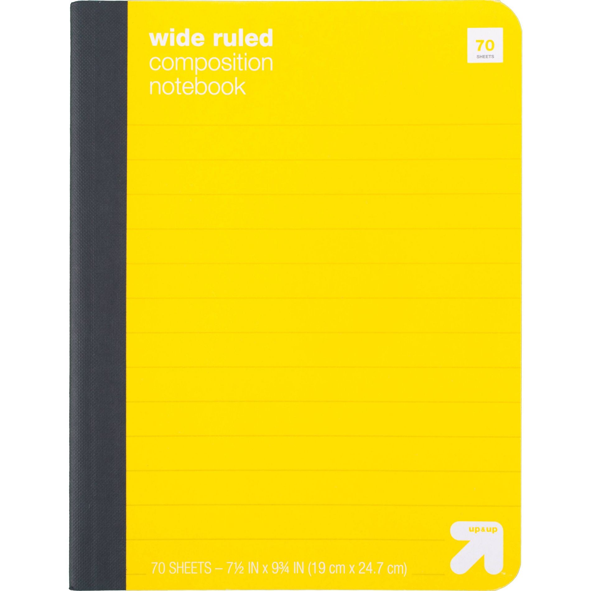 Wide Ruled Yellow Composition Notebook - up&up™: 7.5x9.75", 70 Pages, Hard Cover, Rounded Corners, Tween & Child