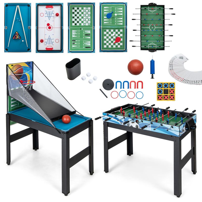 Costway 14-in-1 Combo Game Table Set with Foosball Air Hockey Ping Pong Chess Shuffleboard, 5 of 11