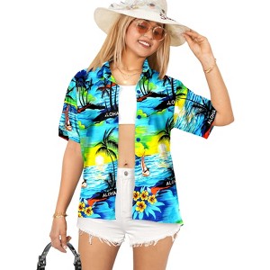 HAPPY BAY Button Down Shirt Coverup Tropical Blouse Shirt Short Sleeve Hawaiian Tops Vacation Button Up Beach Party Summer Shirts - 1 of 4