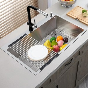 Drop In Kitchen Sink, Stainless Steel Topmount Sinks with Accessories With 3mm Thickened Plate Round Corners - 1 of 4
