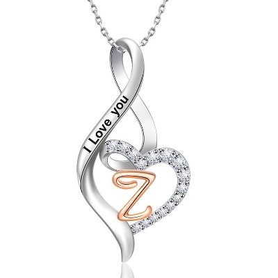 Molenia Heart Initial Necklace for Women, 925 Sterling Silver Heart Letter Pendant Necklace for Her, Fine Jewelry Necklace Gifts for Her Wife Women