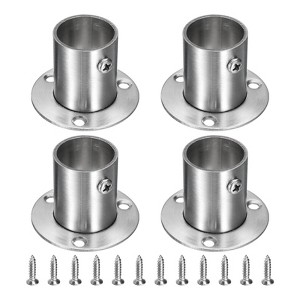 Unique Bargains Stainless Steel Wardrobe Pipe Holder Shower Closet Curtain Rod Pole Brackets 4 Pcs - 1 of 4