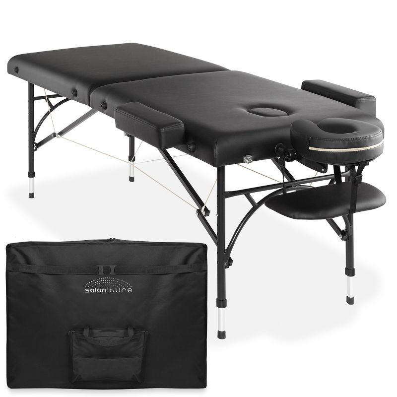 Saloniture Professional Portable Lightweight Bi-Fold Massage Table with Aluminum Legs, 1 of 8