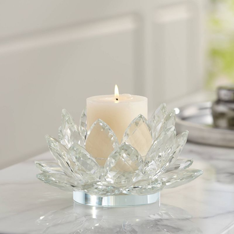 Dahlia Studios Clear Crystal 8 3/4" Wide Lotus Candle Holder, 2 of 6