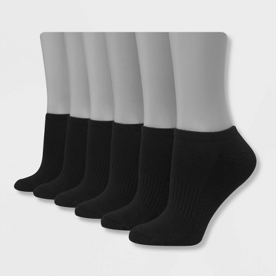 Hanes Womens Socks sz 8-12 Black No Show Arch Support Non-Slip