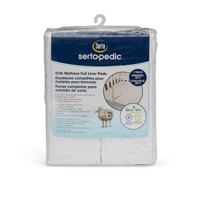 White Waterproof Quilted Crib Mattress Liner Pads Set of 2