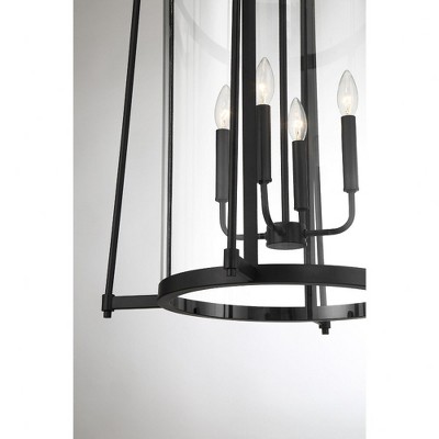 Rosedale Matte Black and Clear Glass 4-Light Pendant
