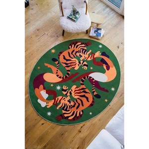 Lany Space Maggie Stephenson Oval Wild Stars Green Rug - 1 of 4