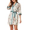 cheibear Womens Satin Floral Lounge Cami Nightgown Sleepwear 4pcs Pajama Sets - 2 of 4