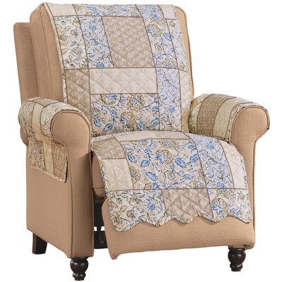 Collections Etc Tonal Floral Patchwork Scalloped Edge Furniture Cover