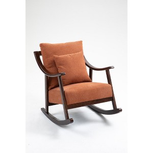 Upholstered Rocking Chair with Fabric Padded Seat,Comfortable Rocker Solid Wood for Living Room,Modern Armchair - 1 of 3