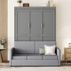 Streamdale Queen Size Murphy Bed Wall Bed with Cushion,Gray - 2 of 4