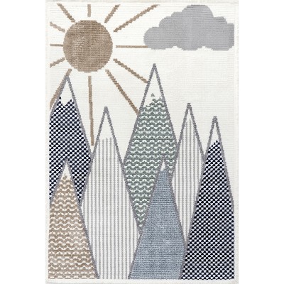 Image of nuLOOM Elsha Rocky Mountains Kids Fringe Area Rug 8x10 in Beige